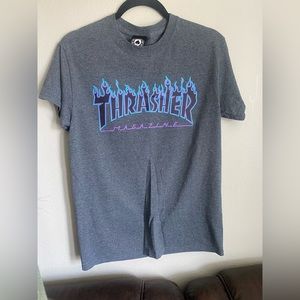 Trasher T-shirt blue and purple flame